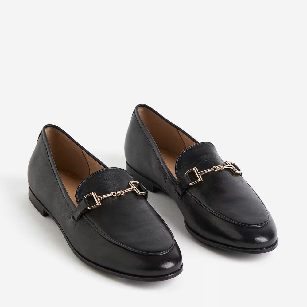 H&M Black Loafers with Gold Accent